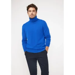 Pull homme col roule ZACHARY en cachemire bleu flashy