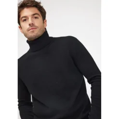 Pull homme col roule ZACHARY en cachemire noir