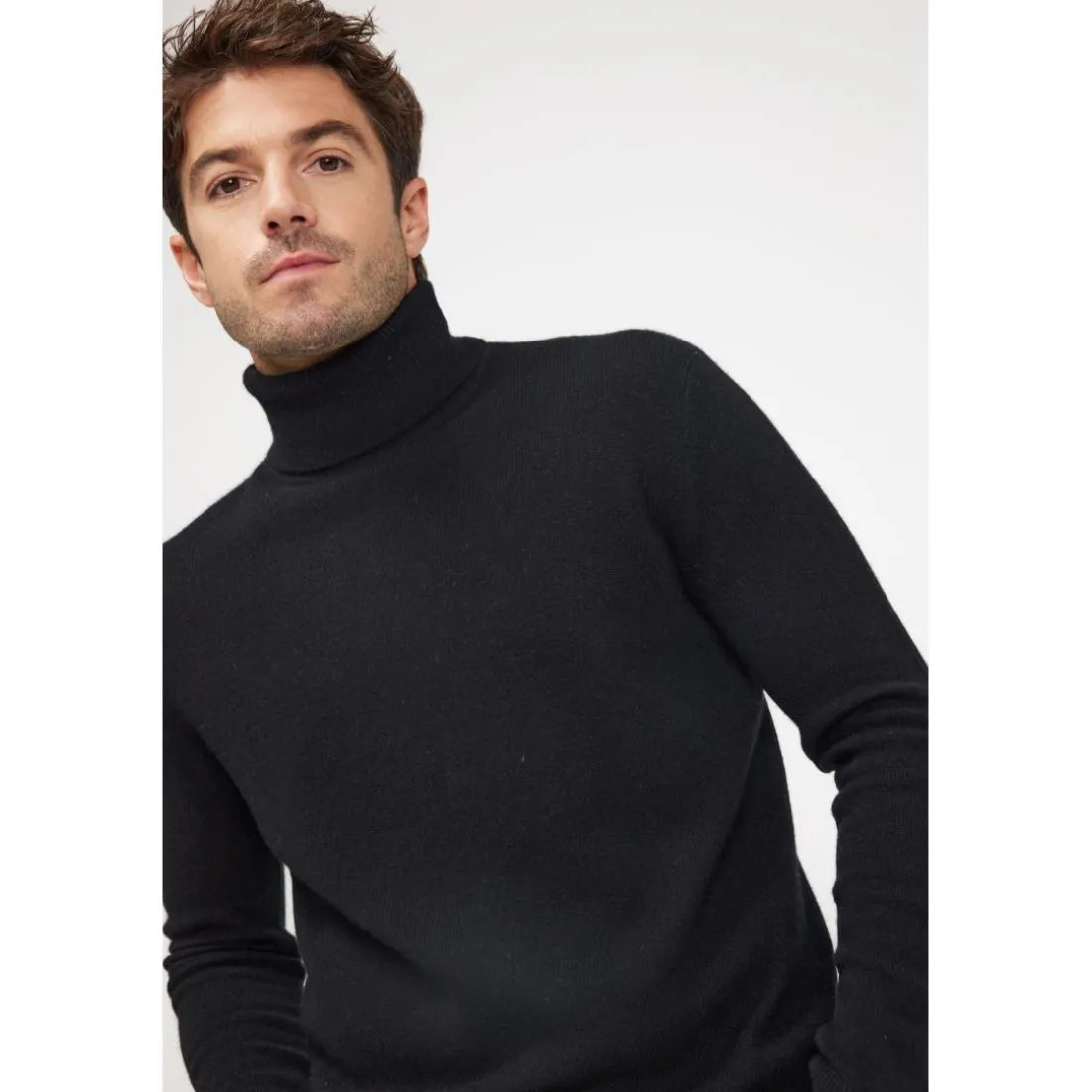 Pull homme col roule ZACHARY en cachemire noir
