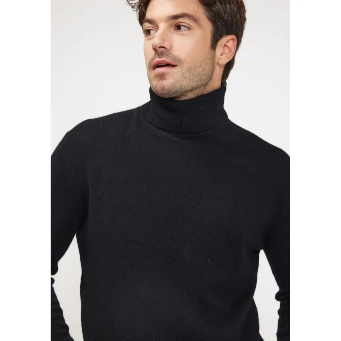 Pull homme col roule ZACHARY en cachemire noir