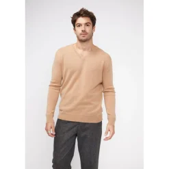 Pull homme col V ZAHER en cachemire beige
