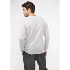 Pull homme col V ZAHER en cachemire gris perle