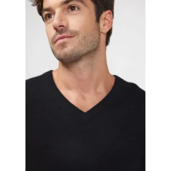 Pull homme col V ZAHER en cachemire noir