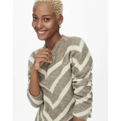 Pull manche longues et rayures violet Kara