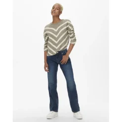 Pull manche longues et rayures violet Kara