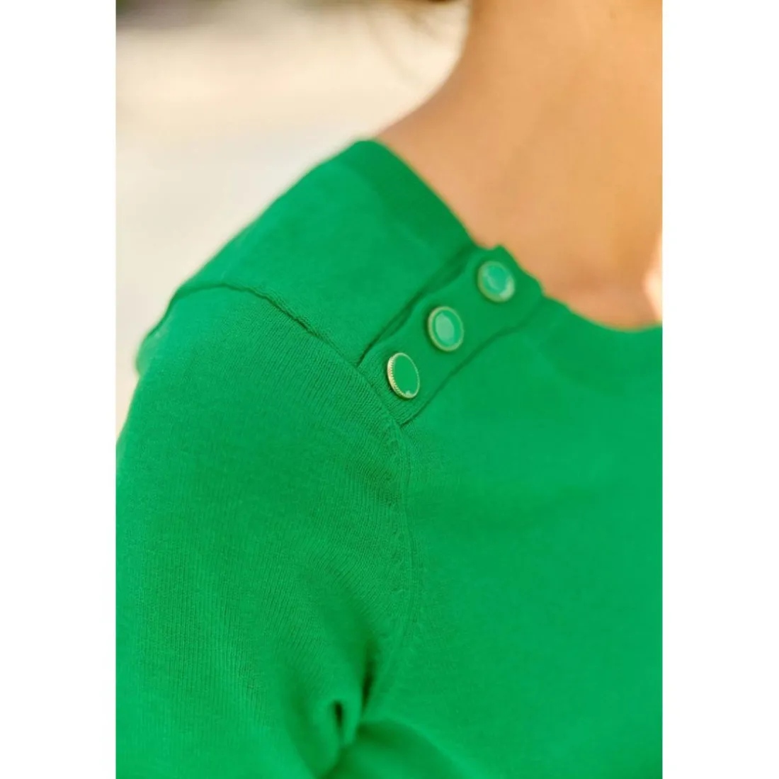 Pull manches courtes en coton MAYA vert