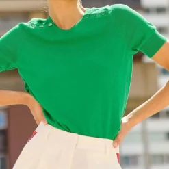 Pull manches courtes en coton MAYA vert