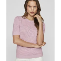 Pull manches courtes en maille Idalo violet Tara