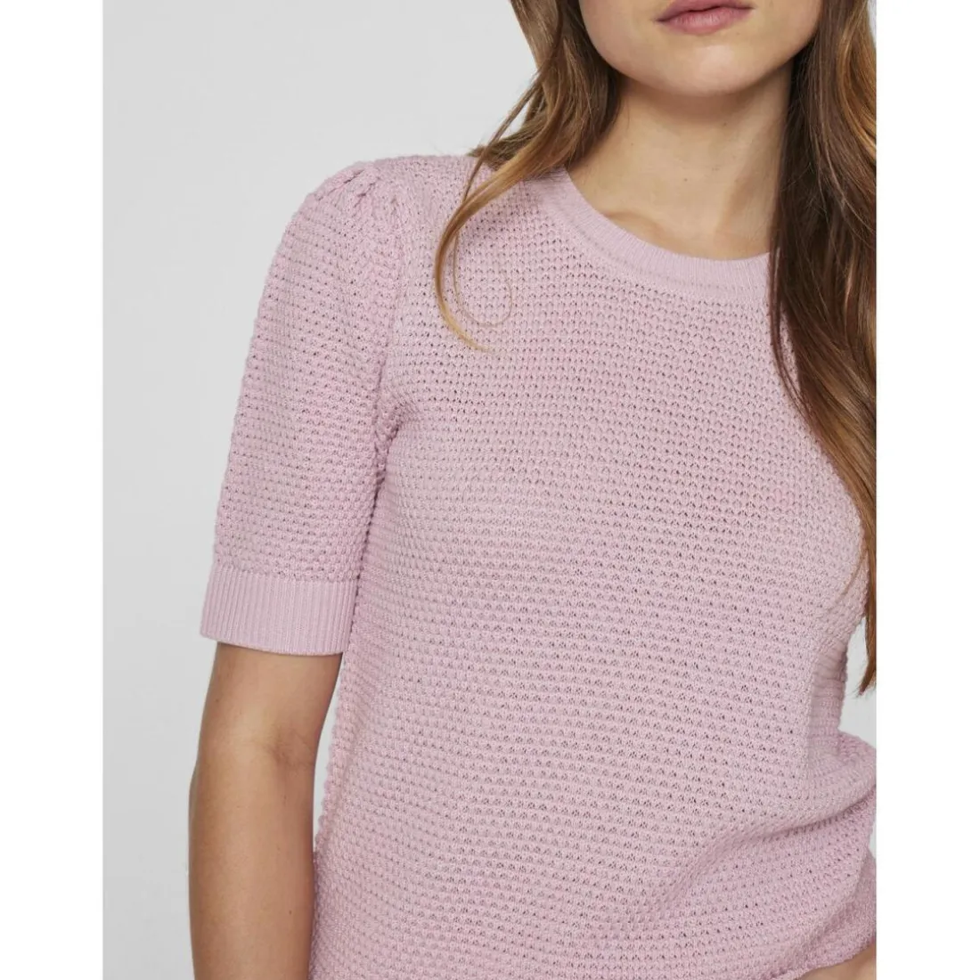 Pull manches courtes en maille Idalo violet Tara
