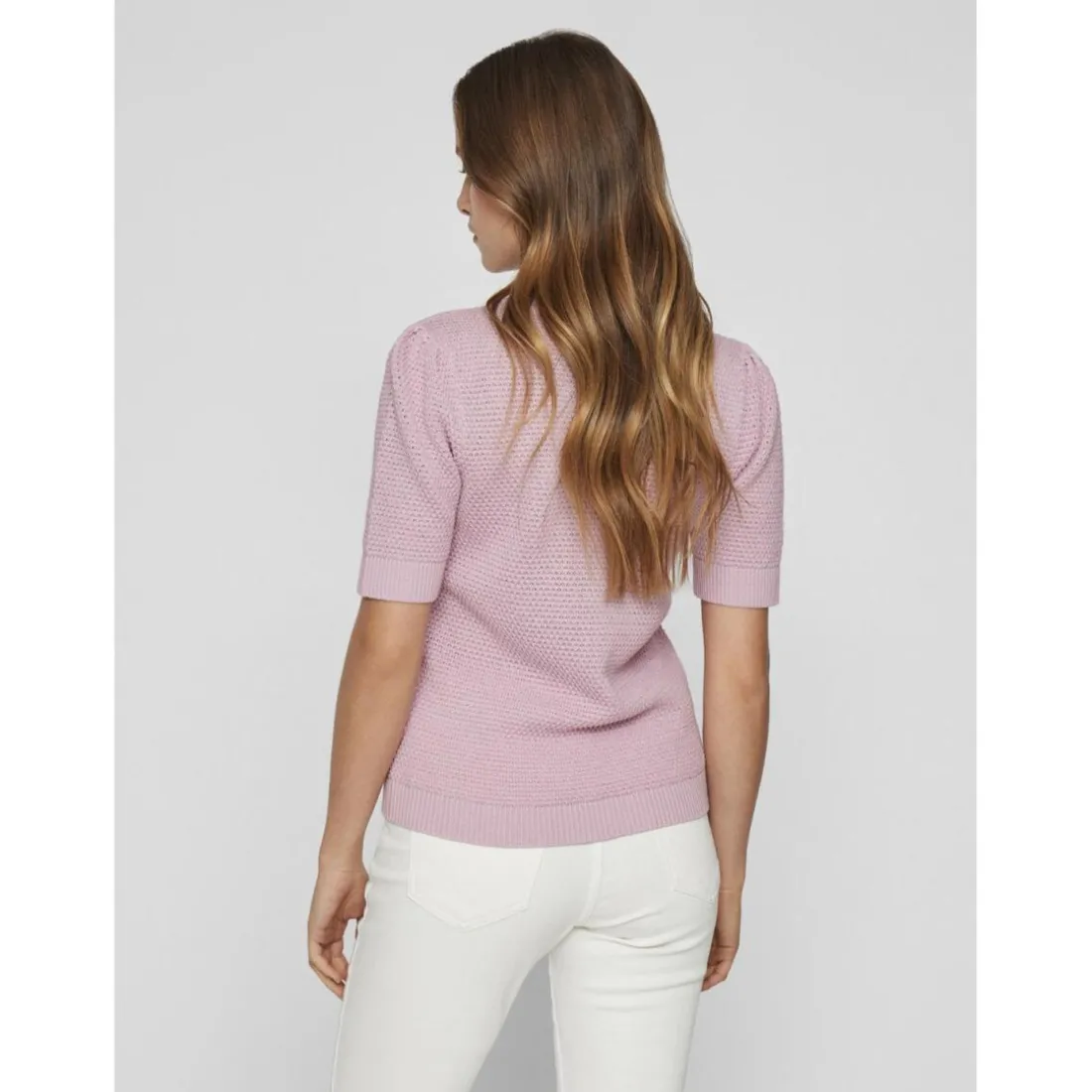 Pull manches courtes en maille Idalo violet Tara