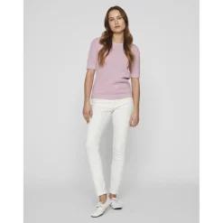 Pull manches courtes en maille Idalo violet Tara