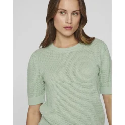 Pull manches courtes en maille Idalo vert Sam