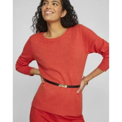 Pull manches longue à maille viscose Ril rouge Maëlys Jade