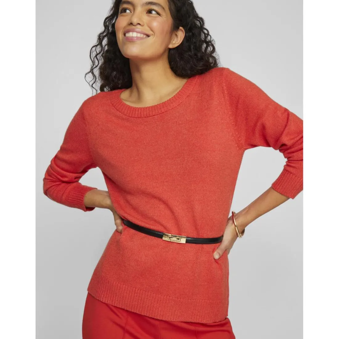 Pull manches longue à maille viscose Ril rouge Maëlys Jade