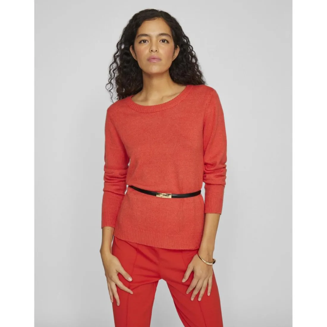 Pull manches longue à maille viscose Ril rouge Maëlys Jade