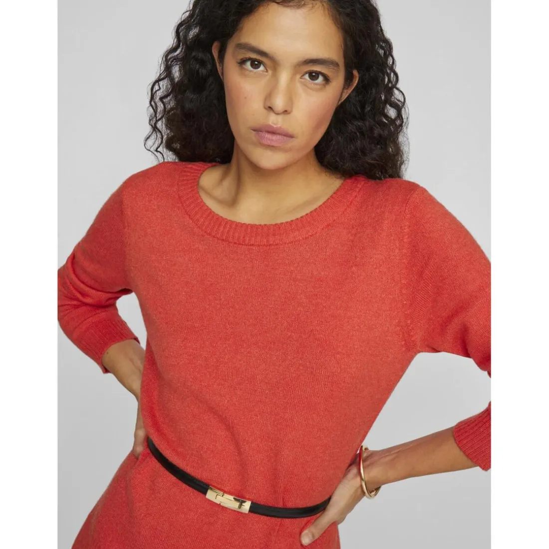 Pull manches longue à maille viscose Ril rouge Maëlys Jade