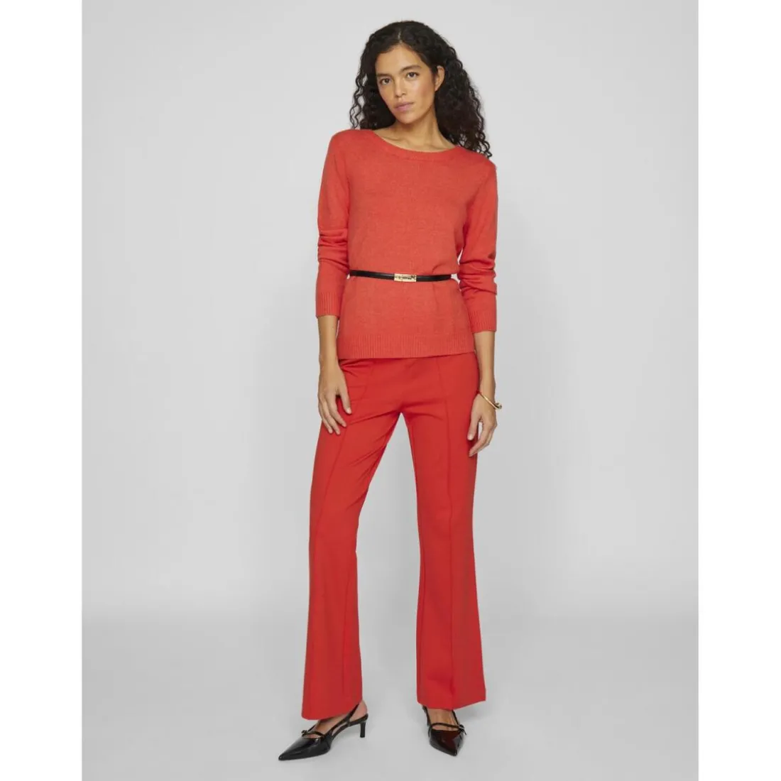 Pull manches longue à maille viscose Ril rouge Maëlys Jade