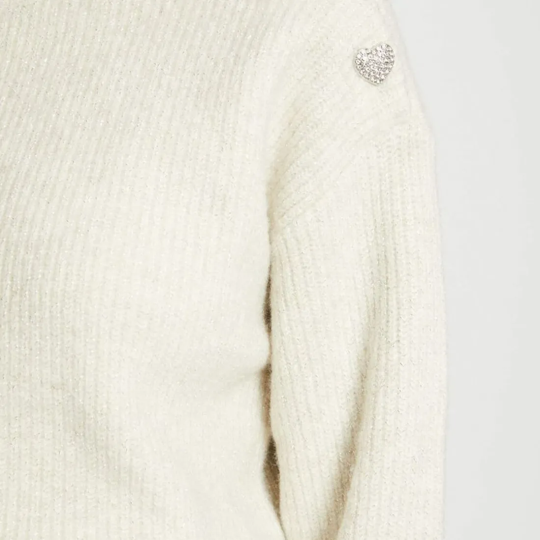 Pull manches longues avec boutons ivoire en viscose