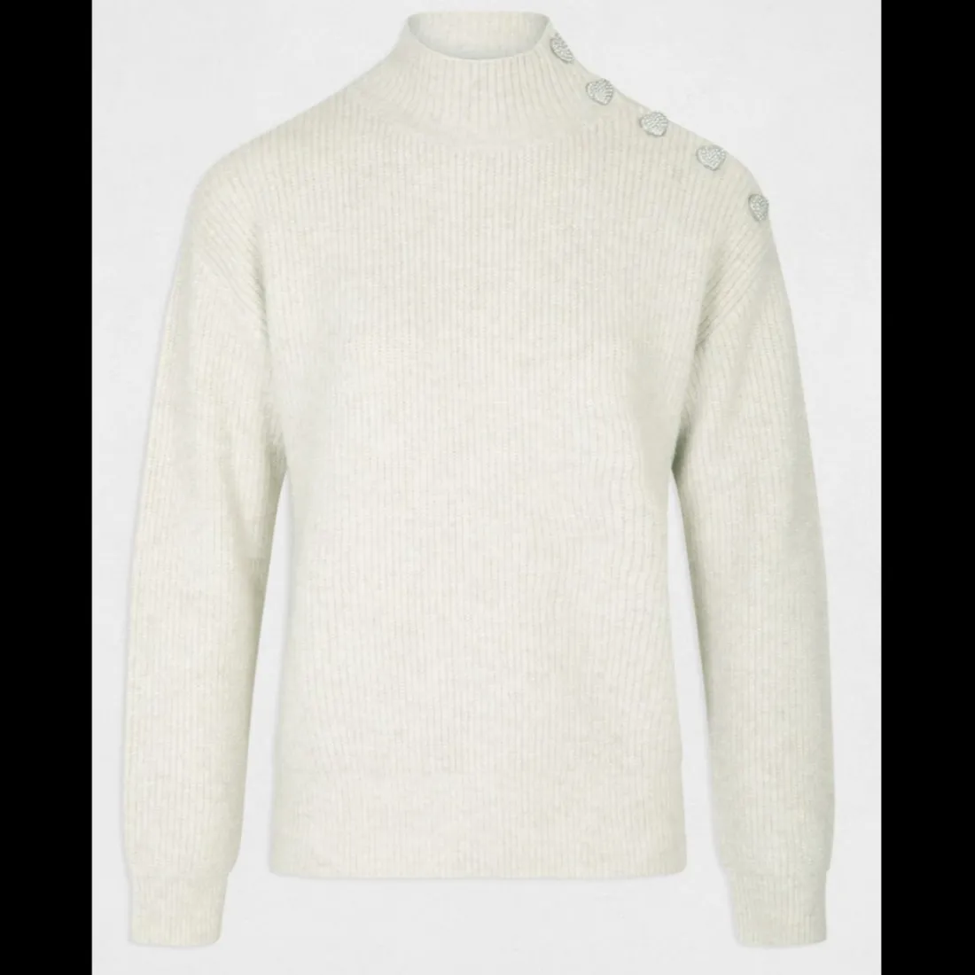 Pull manches longues avec boutons ivoire en viscose
