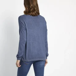 Pull manches longues col V Malo en coton modal