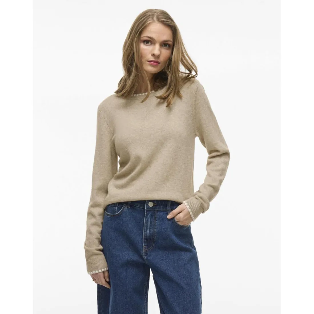 Pull manches longues en mailles Ril marron Alia