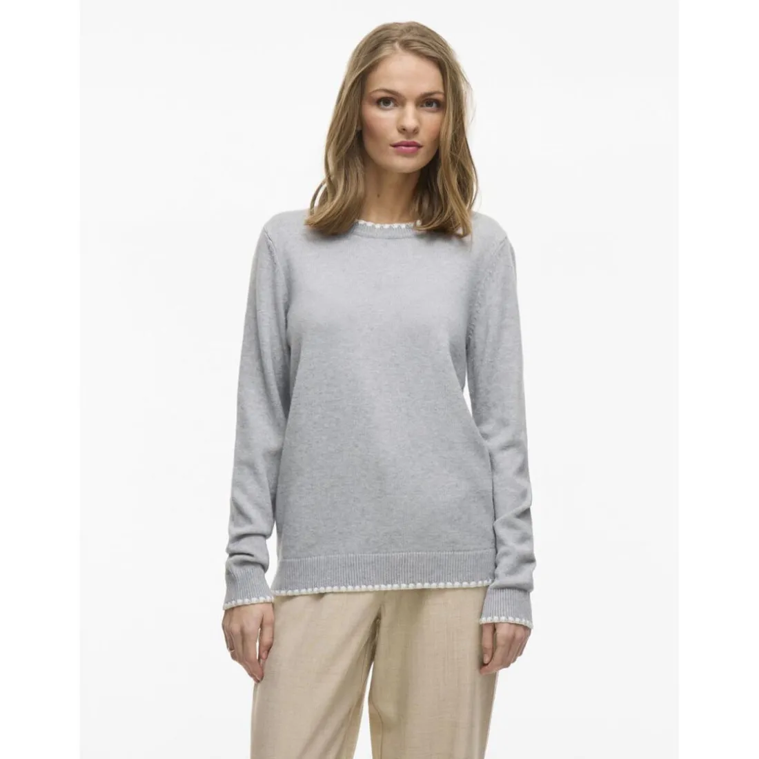 Pull manches longues en mailles Ril gris Luna