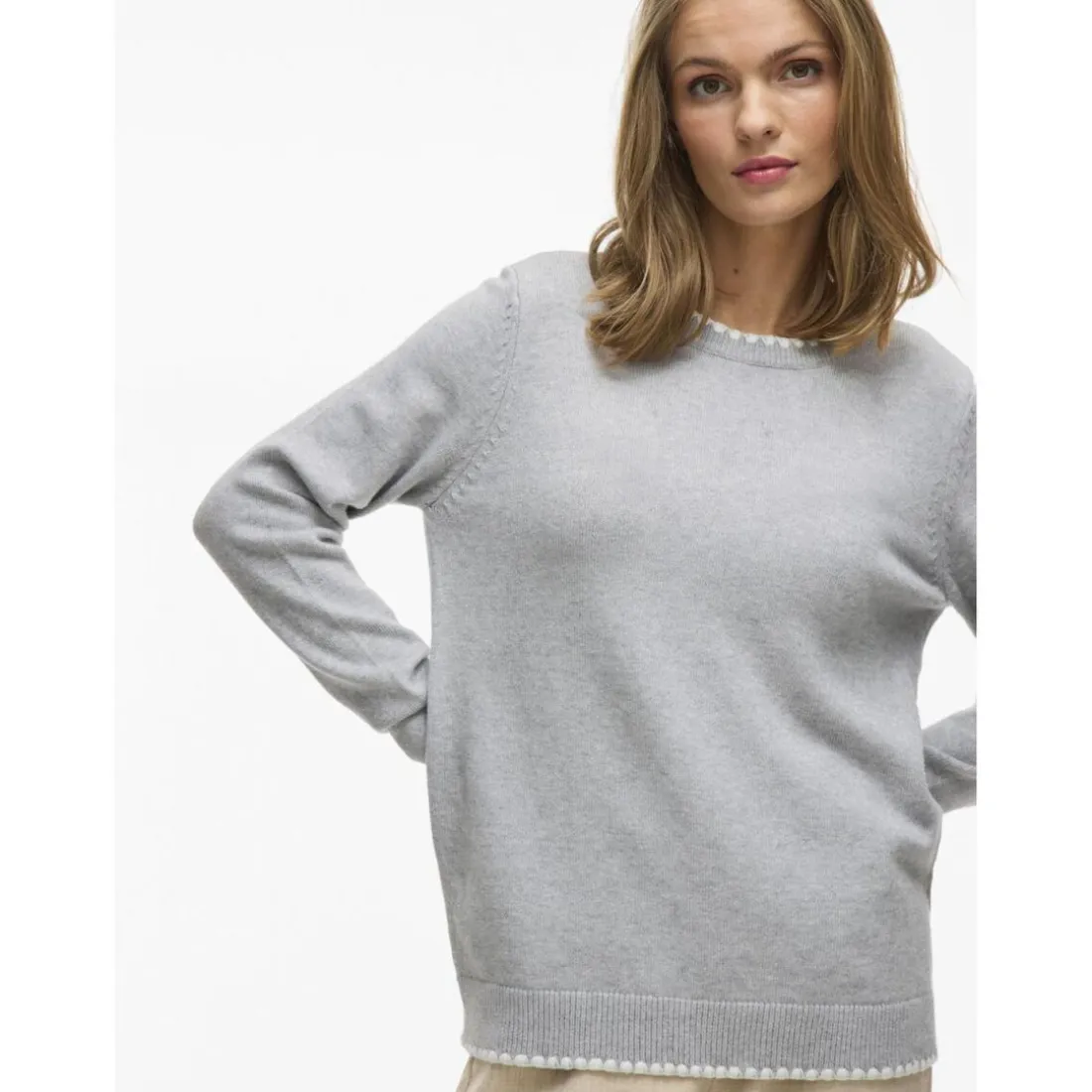 Pull manches longues en mailles Ril gris Luna