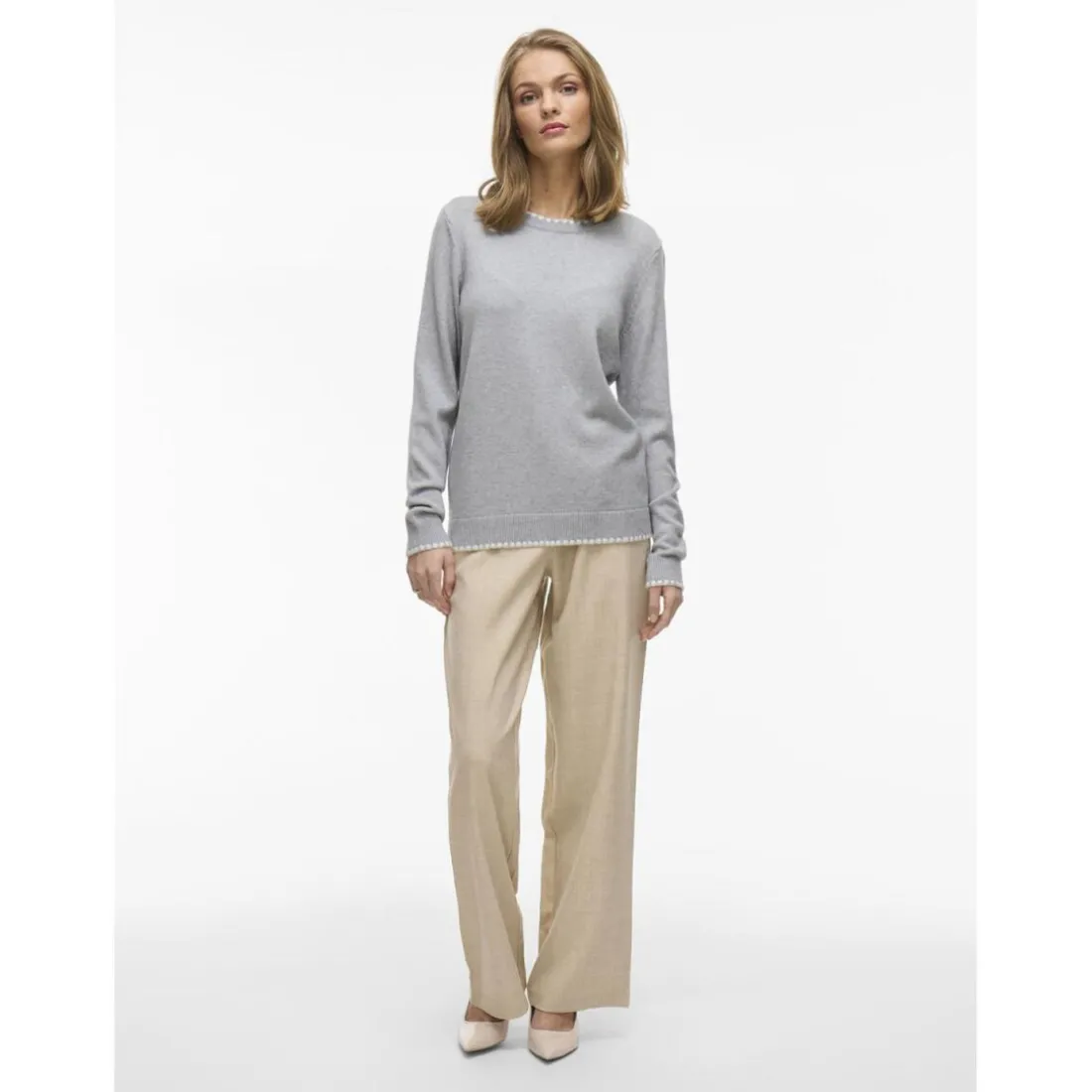 Pull manches longues en mailles Ril gris Luna