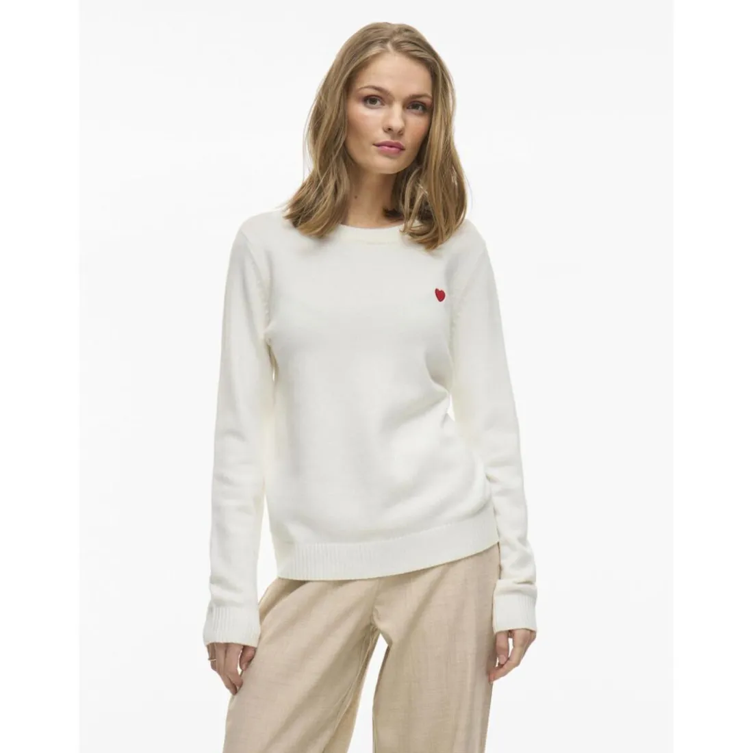 Pull manches longues en mailles Ril blanc Daisy