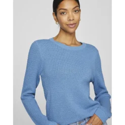 Pull manches longues en maille Idalo turquoise Lila