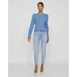 Pull manches longues en maille Idalo turquoise Lila