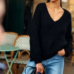 Pull MELANIE noir en mohair