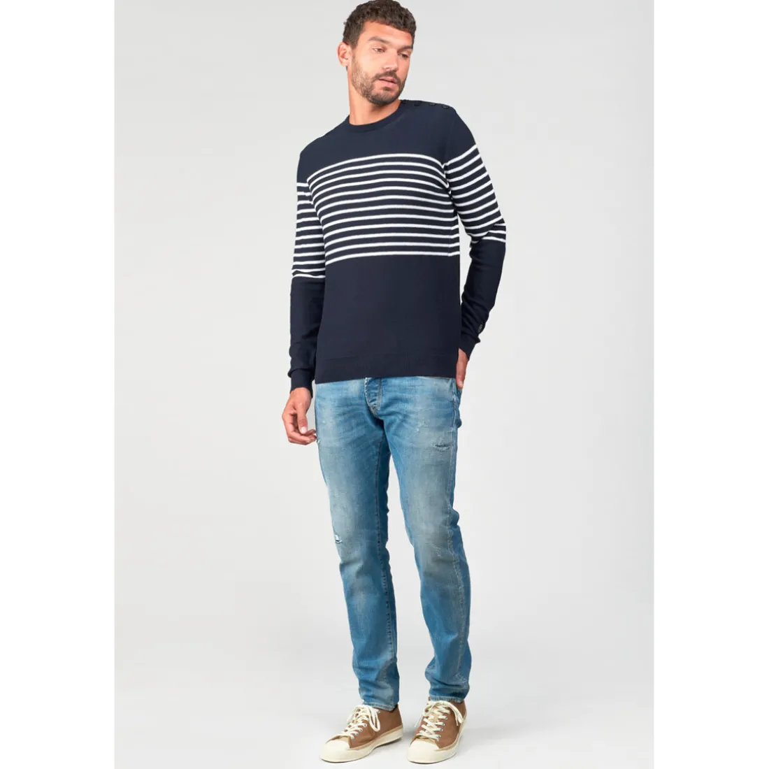 Pull ORAS bleu en coton