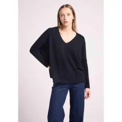 Pull poncho femme ZANCHA en cachemire noir