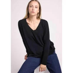 Pull poncho femme ZANCHA en cachemire noir