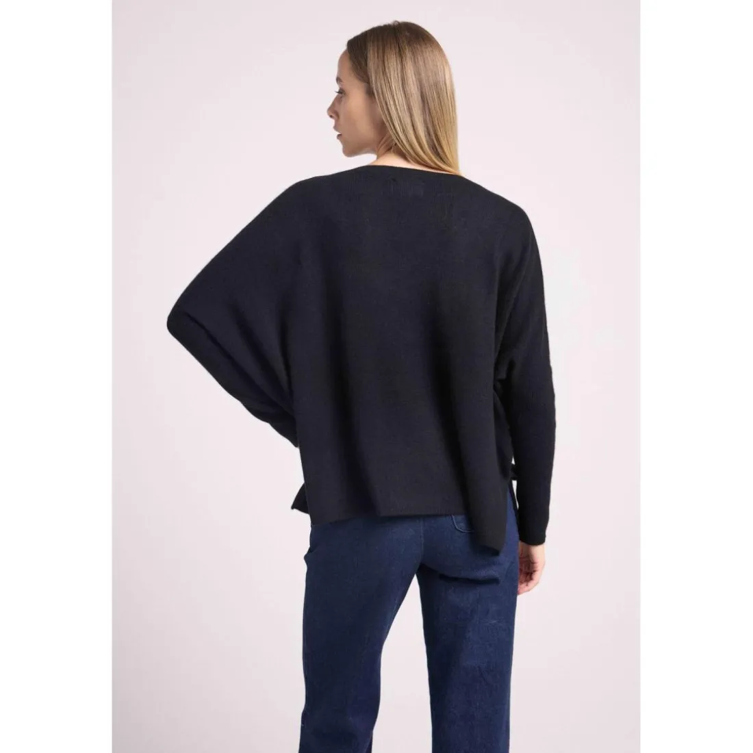 Pull poncho femme ZANCHA en cachemire noir