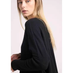 Pull poncho femme ZANCHA en cachemire noir