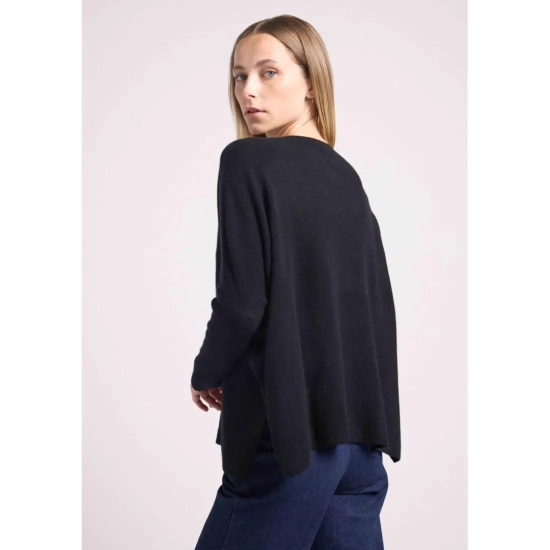 Pull poncho femme ZANCHA en cachemire noir