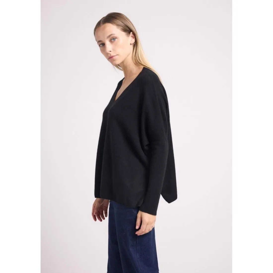 Pull poncho femme ZANCHA en cachemire noir