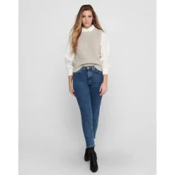 Pull sans manches beige