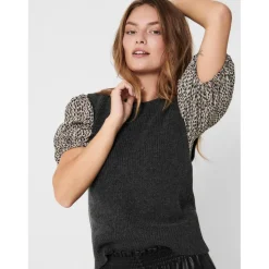 Pull sans manches gris