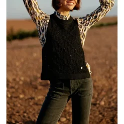 Pull sans manches MIRO noir en coton