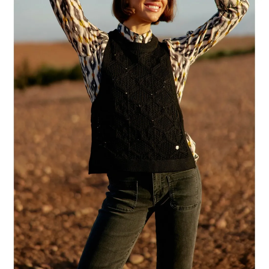 Pull sans manches MIRO noir en coton