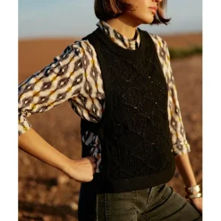 Pull sans manches MIRO noir en coton