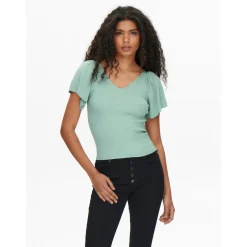 Pull-overs Col en V Manches courtes vert