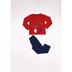 Pyjama Garçon en Coton - rouge Imprimé / Bleu Marine rose poudre