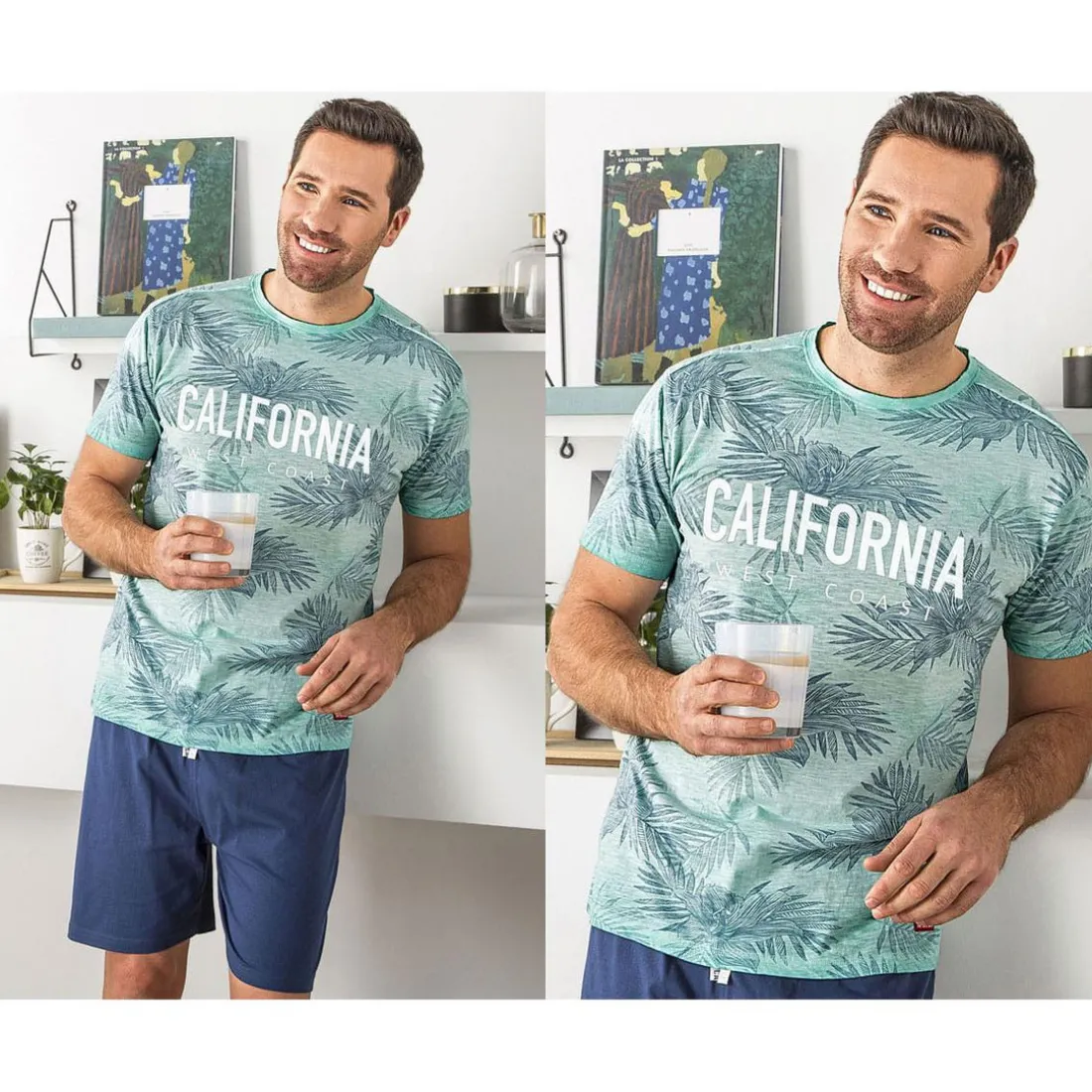 Pyjama homme motif tropical-bleu lagon