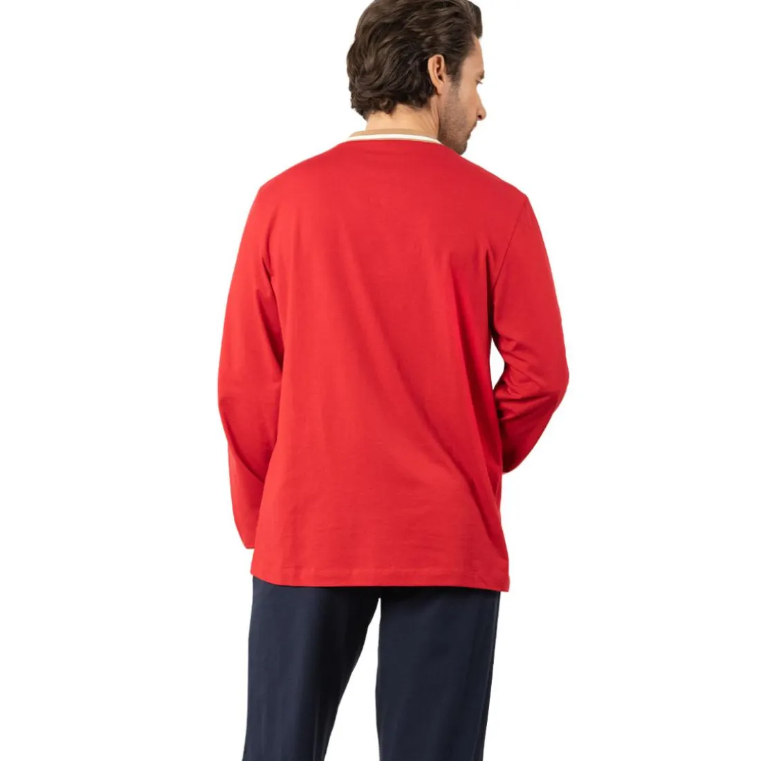 Pyjama long col ouvert homme Casual Eminence multicolore en coton