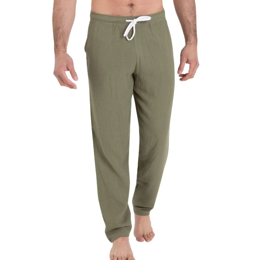 Pyjama long col rond homme Easy coton Athena multicolore