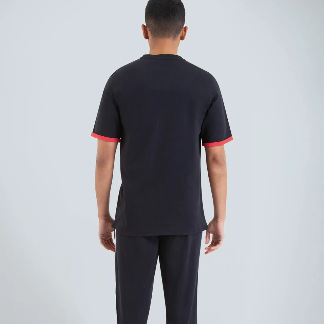 Pyjama long col v homme Homewear noir en coton